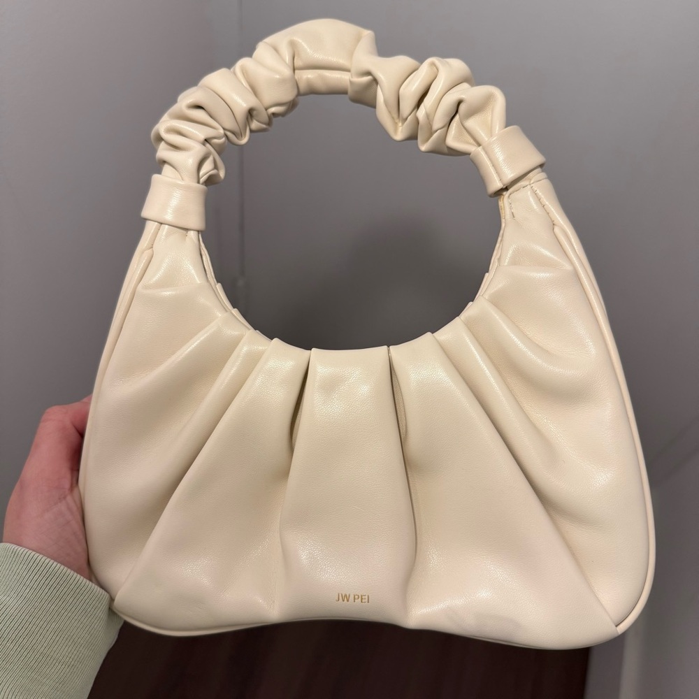 JW PEI Ruched Cream Shoulder Bag